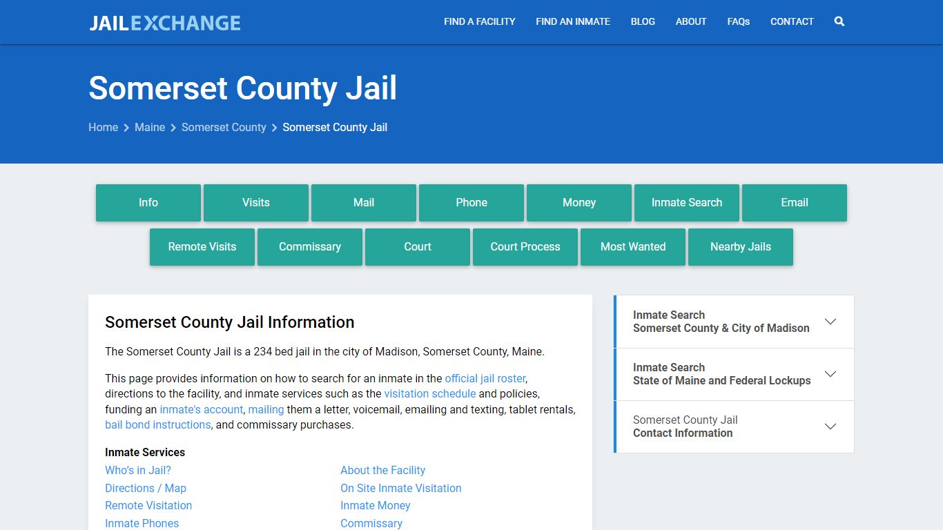 Somerset County Jail, ME Inmate Search, Information